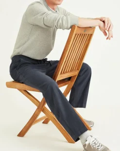 Pantalon en Coton Bio Pull On Tapered imprimé bleu marine