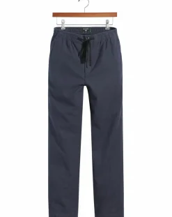 Pantalon en Coton Bio Pull On Tapered imprimé bleu marine
