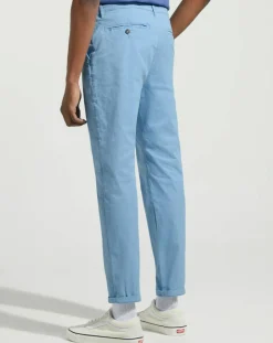 Pantalon en Coton Bio Pulight chino light bleu moyen