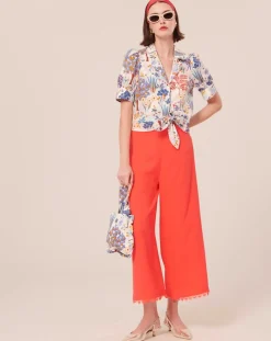 Pantalon en crêpe corail