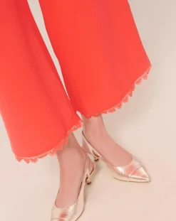 Pantalon en crêpe corail