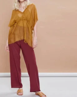 Pantalon en Crêpe de Soie Tiago noir tomate