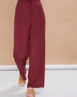 Pantalon en Crêpe de Soie Tiago noir tomate