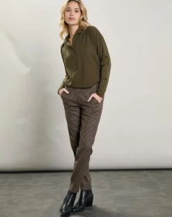 Pantalon en Laine mélangée Pixel marron/noir