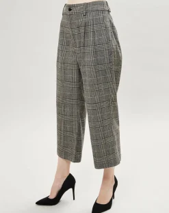 Pantalon en Laine mélangée à carreaux gris