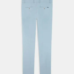 Pantalon en Lin mélangé Chino Slim Fit bleu clair