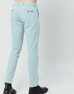 Pantalon en Lin mélangé Chino Slim Fit céladon