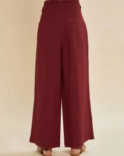 Pantalon en Lin mélangé Raby bordeaux