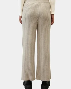 Pantalon en maille côtelée beige
