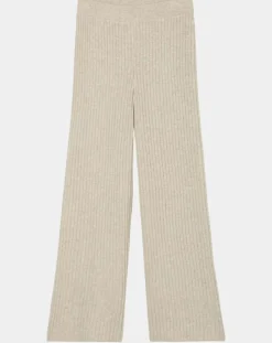 Pantalon en maille côtelée beige