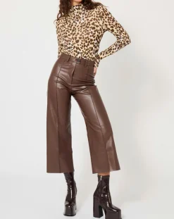 Pantalon en simili Mamie marron