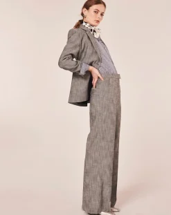 Pantalon en tissu flammé gris