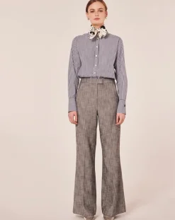 Pantalon en tissu flammé gris