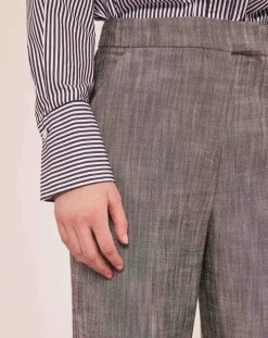 Pantalon en tissu flammé gris
