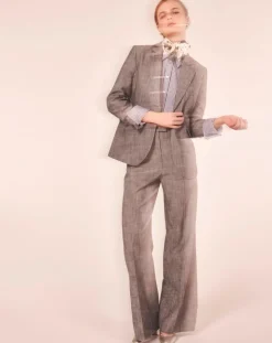 Pantalon en tissu flammé gris