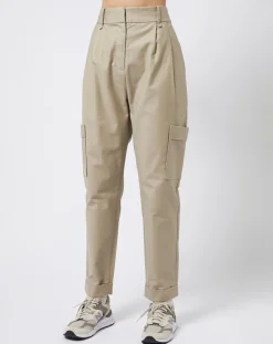 Pantalon en Toile de coton type cargo beige