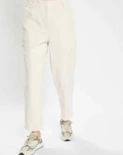 Pantalon en Twill de Coton mélangé Barrel écru