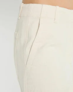 Pantalon en Twill de Coton mélangé Barrel écru