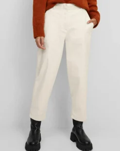 Pantalon en Twill de Coton mélangé Barrel écru