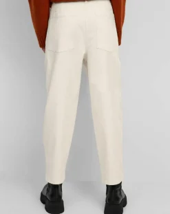 Pantalon en Twill de Coton mélangé Barrel écru
