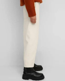 Pantalon en Twill de Coton mélangé Barrel écru