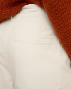Pantalon en Twill de Coton mélangé Barrel écru