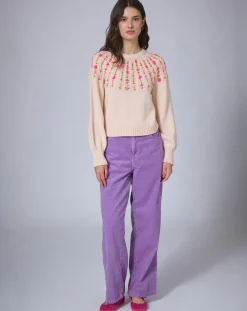 Pantalon en Velours côtelé Baggy parme