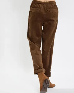 Pantalon en Velours côtelé à revers marron