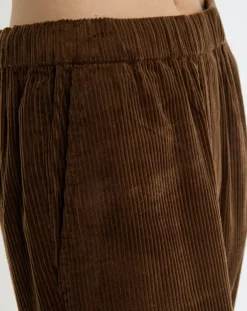 Pantalon en Velours côtelé à revers marron
