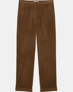 Pantalon en Velours côtelé à revers marron