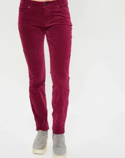 Pantalon en Velours lisse Alby bordeaux