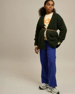 Pantalon en Velours milleraies Popies myosotis