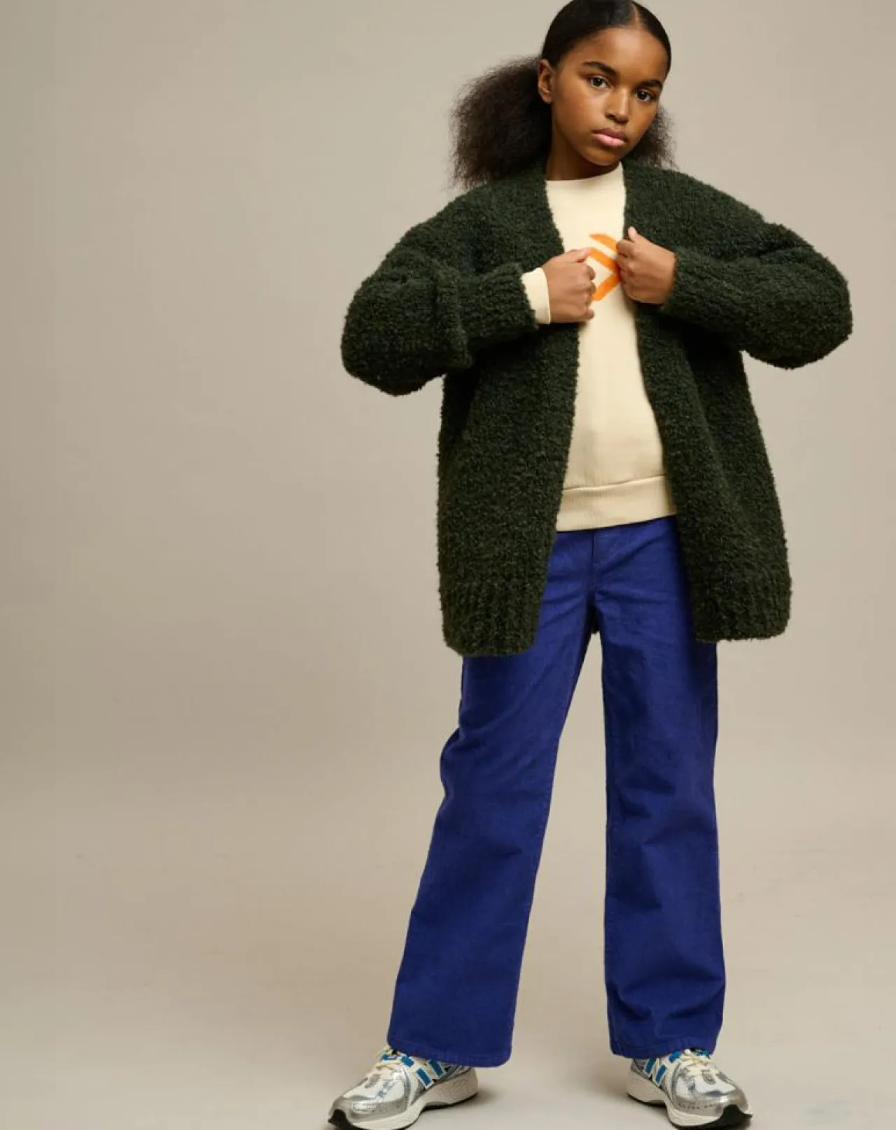 Pantalon en Velours milleraies Popies myosotis