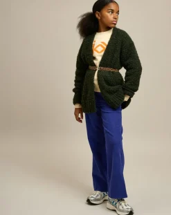 Pantalon en Velours milleraies Popies myosotis