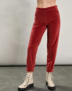 Pantalon en Velours Pepite piment