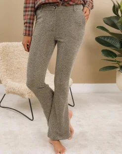 Pantalon fin Cloé chevrons sable