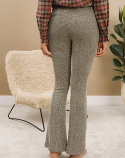 Pantalon fin Cloé chevrons sable