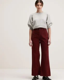 Pantalon flared en Velours côtelé Park grenat