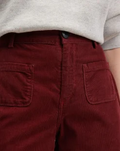 Pantalon flared en Velours côtelé Park grenat