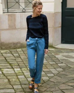 Pantalon fluide Cado bleu