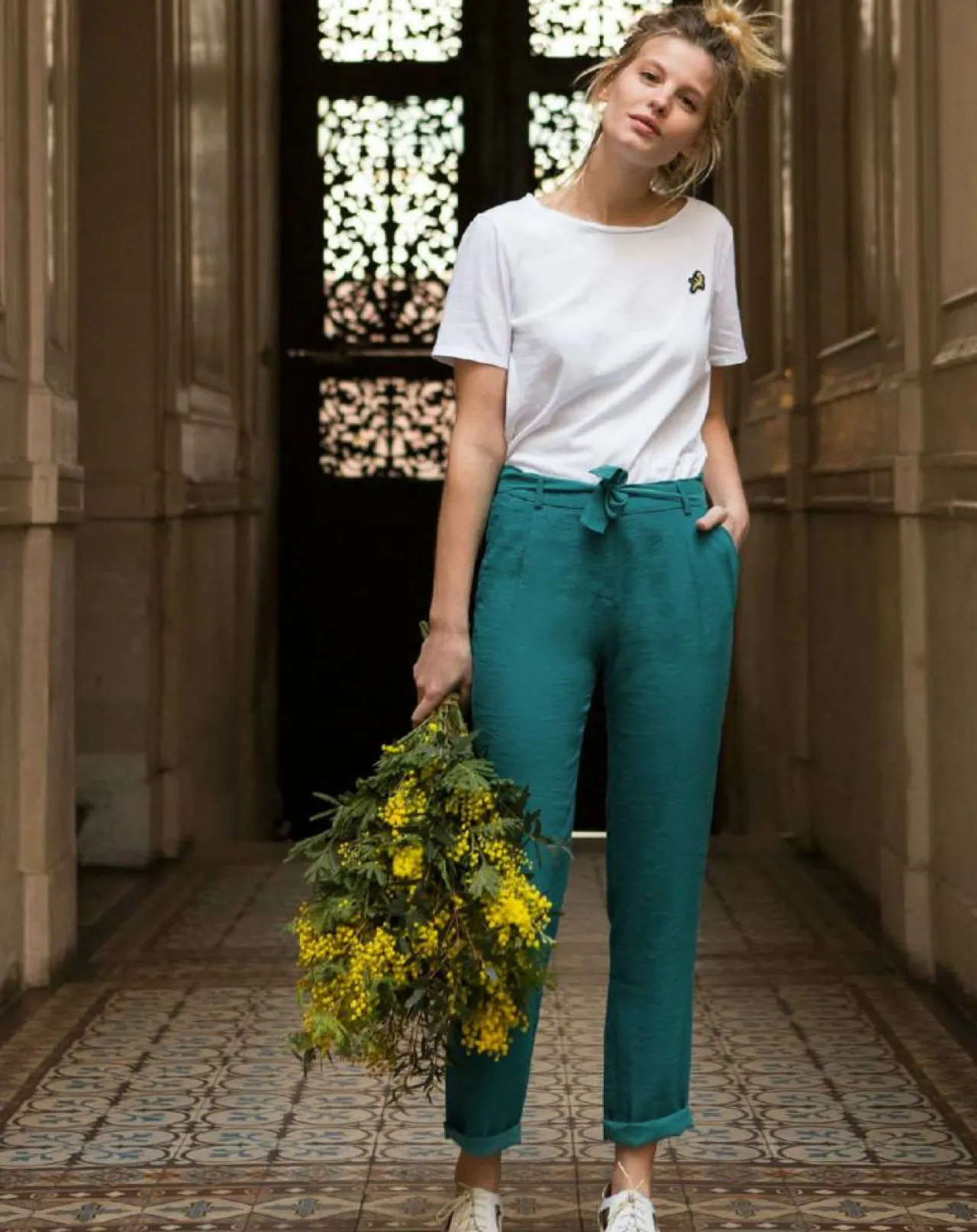 Pantalon fluide Cado turquoise