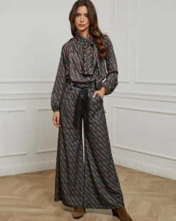 Pantalon imprimé Camille café