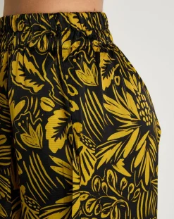 Pantalon Jade satiné imprimé jaune