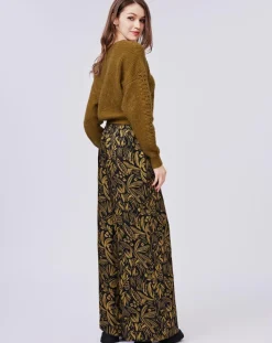 Pantalon Jade satiné imprimé jaune