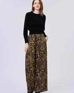 Pantalon Jade satiné imprimé jaune