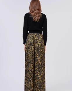 Pantalon Jade satiné imprimé jaune
