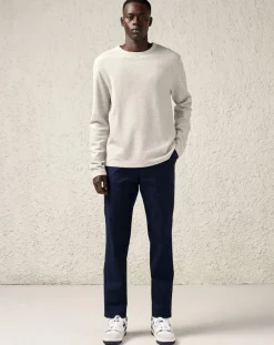 Pantalon large en Coton italien Soren rayé bleu/marine