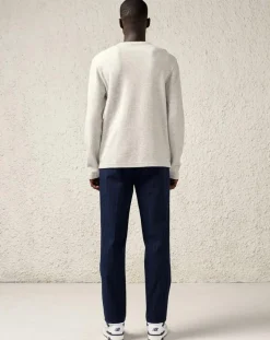 Pantalon large en Coton italien Soren rayé bleu/marine