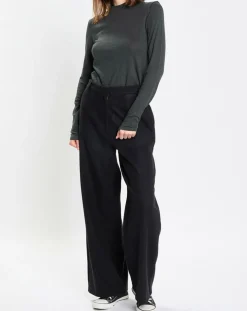 Pantalon large en Laine mélangée noir