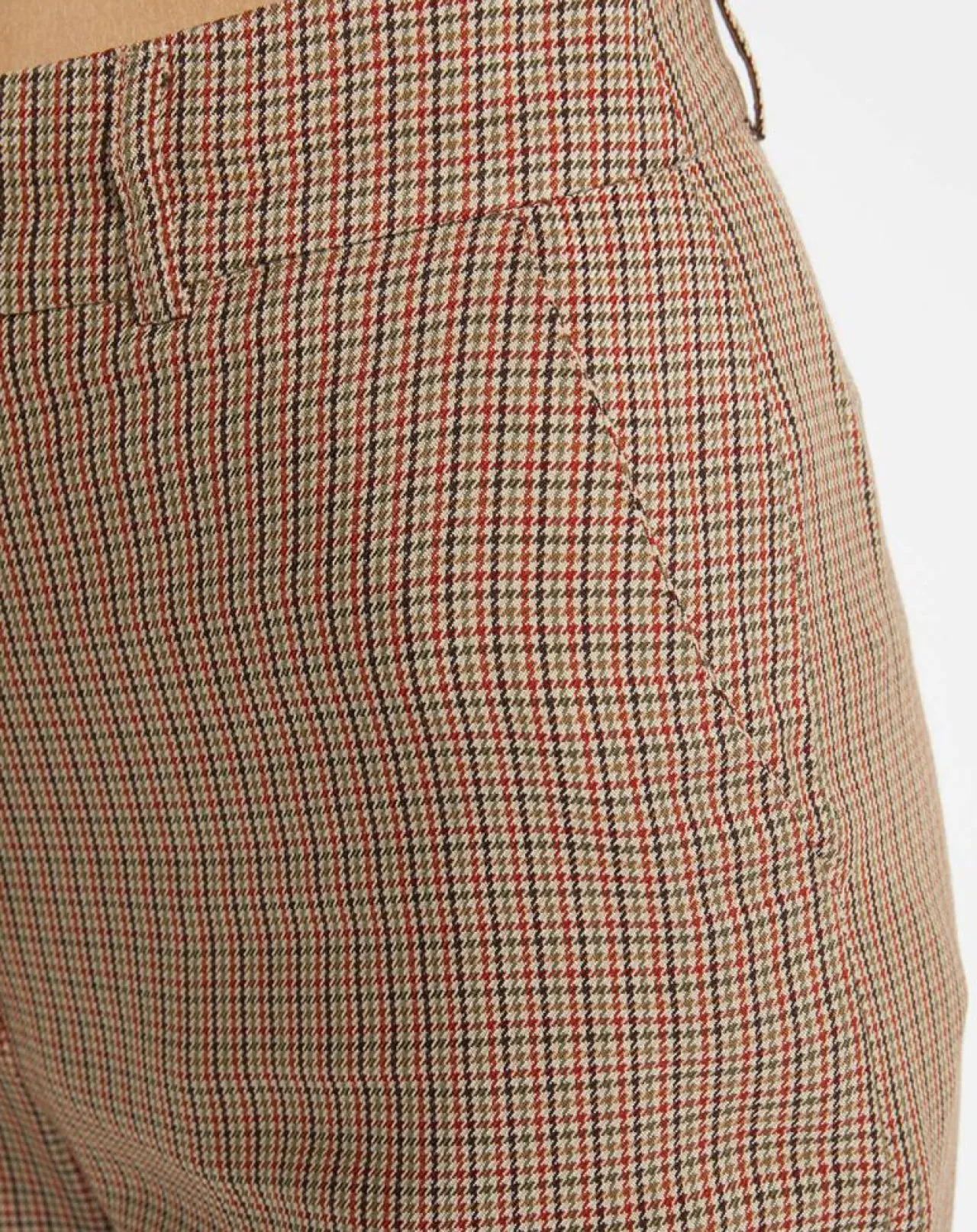 Pantalon large et fluide imprimé pied-de-poule marron